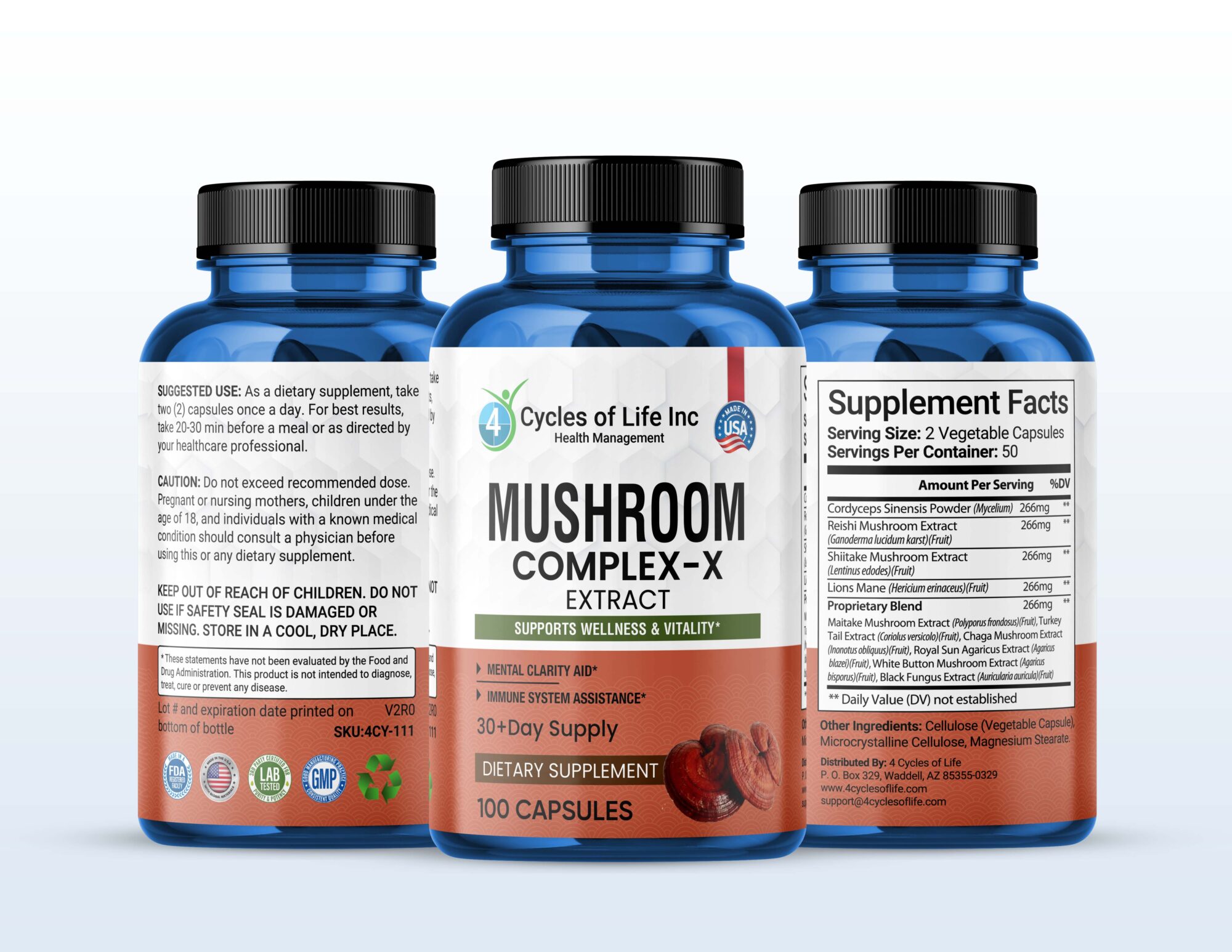 Mushroom Complex-X Extract - 4 Cycles of Life Inc