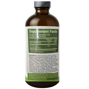 Soursop Bitters supplement facts label with ingredients, dosage instructions, and usage cautions.