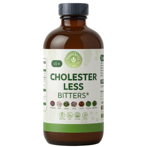 Cholester Less Bitters front bottle label – 480ml herbal formula for cholesterol and liver health