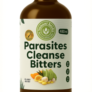 Parasites Cleanse Bitters – 480 ml herbal tonic by Yunani Herbs & Essential Oils, front label