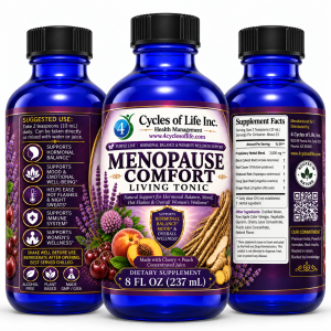 Menopause Comfort Living Tonic front side and Supplement Facts views