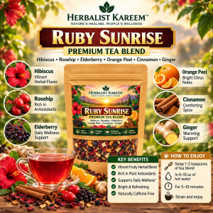 Ruby Sunrise Herbal Tea Blend ingredients benefits and brewing guide